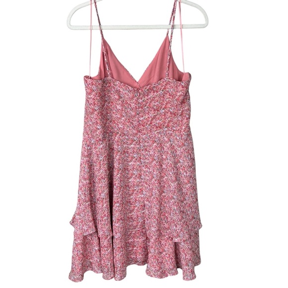 Skies Are Blue Pink Floral Ruffle Tiered Mini Dress Adjustable Spaghetti Straps - Picture 2 of 8